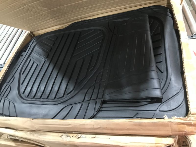 Photo 2 of Amazon Basics 4-Piece All-Weather Protection Heavy Duty Rubber Floor Mats Set with Cargo Liner for Cars