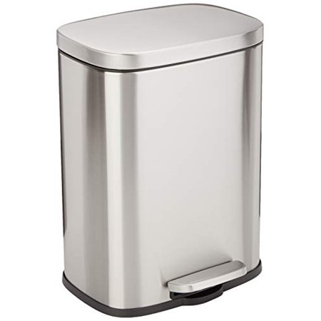 Photo 1 of Basics Rectangular, Stainless Steel, Soft-Close, Step Trash Can - 12 Liter / 3.2 Gallon, Satin Nickel
