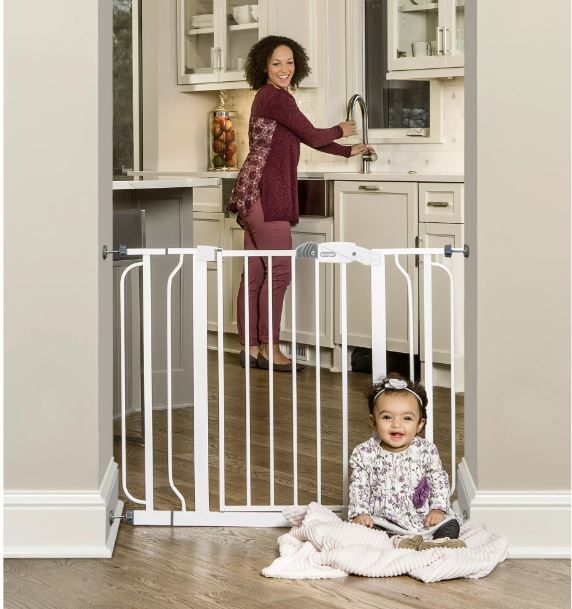 Photo 1 of 30 in. Easy Step Extra Wide Metal Walk Through Gate in White
