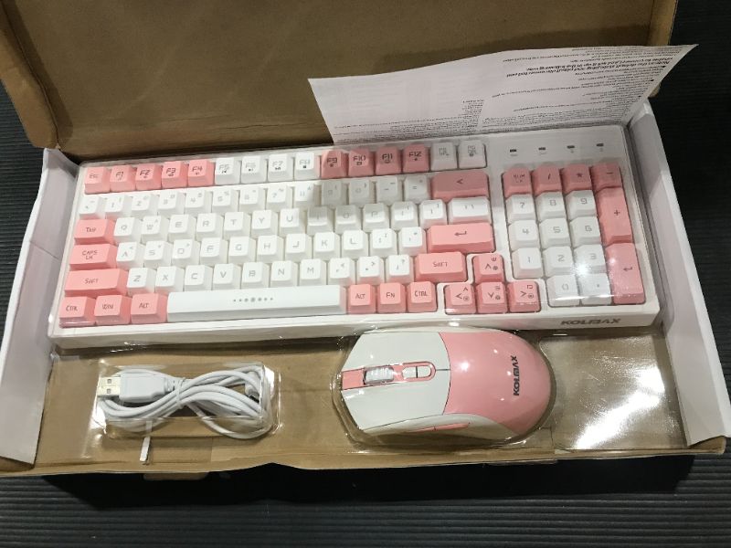 Photo 2 of CK98 Wireless Gaming Keyboard and Mouse Combo,Rechargeable RGB White Gaming Keyboard RGB Backlit 98 Keys Mechanical Feeling Dual Color Keyboard and Gaming Mouse 3200DPI for PC Mac Gamers(WhitePink)
