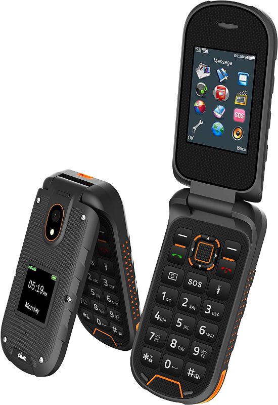 Photo 1 of Plum RAM Plus 4G Volte Unlocked Rugged Flip Phone 2022 Model ATT, Tmobile Straight Talk, Mint, Ting, Tello, Consumer Cellular- Orange
