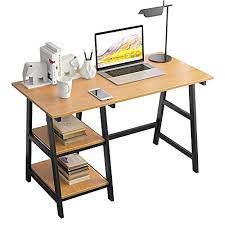 Photo 1 of sogesfurniture 47.2 Inches Writing Computer Desk, Trestle Desk Study Desk, Laptop PC Desk, Workstation with Storage Shelf, BHUS-DX-233-120BB
