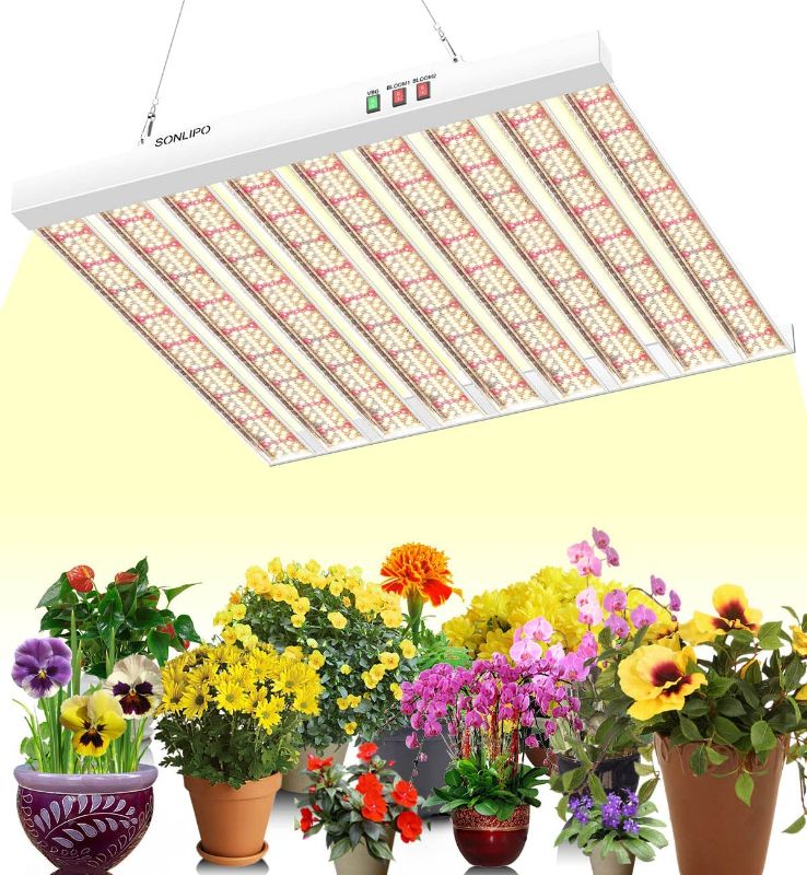 Photo 1 of 2022 New SONLIPO SPF4000 LED Grow Light 400W 5x5ft Coverage, Use 1323pcs Samsung Diodes Sunlike Full Spectrum Veg Bloom Switch Growing Lamps for Indoor Plants Seeding Flower Led Plant Light Fixture
