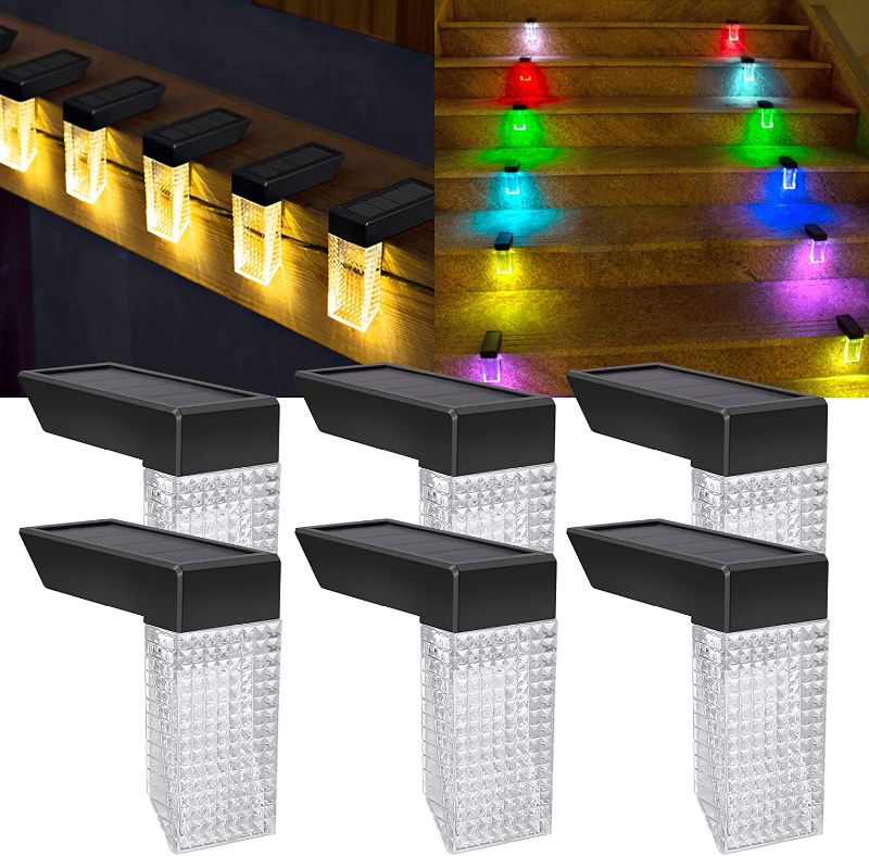 Photo 1 of Solar Step Lights, Outdoor Solar Deck Lights, Waterproof Led Solar Lights for Outdoor Stairs, Step, Fence, Yard, Patio, and Pathway( Warm White/RGB )
