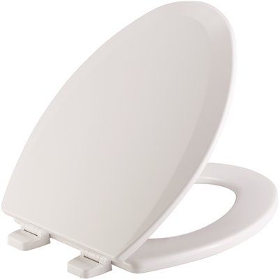 Photo 1 of BEMIS Adjustable Elongated Closed Front Enameled Wood Toilet Seat in White
