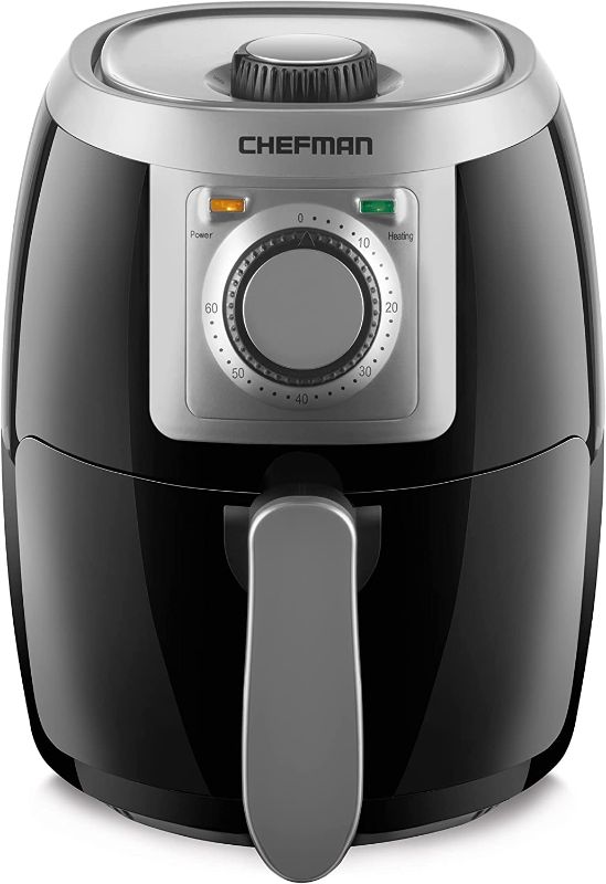 Photo 1 of CHEFMAN Small, Compact Air Fryer Healthy Cooking, 2 Qt, Nonstick, User Friendly and Adjustable Temperature Control w/ 60 Minute Timer & Auto Shutoff, Dishwasher Safe Basket, BPA - Free, Black
