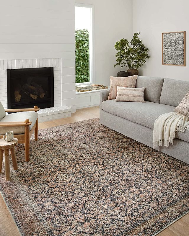 Photo 1 of Amber Lewis x Loloi Billie Collection BIL-01 Ink / Salmon, Traditional 7'-6" x 9'-6" Area Rug
