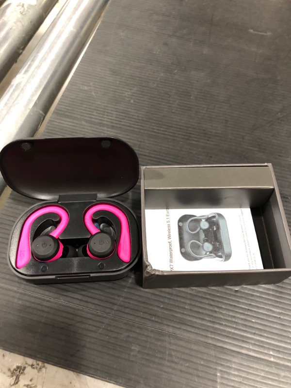 Photo 2 of APEKX Bluetooth Headphones True Wireless Earbuds with Charging Case IPX7 Waterproof Stereo Sound Earphones Built-in Mic in-Ear Headsets Deep Bass for Sport Running Pink