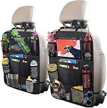 Photo 1 of 2-Pack Car Backseat Organizer with 10" Clear Screen Tablet Holder and 9 Storage Pockets Seat Back Protectors for Book Toys Drinks Kids Toddler Travel Accessories/Car Seat Organizer
