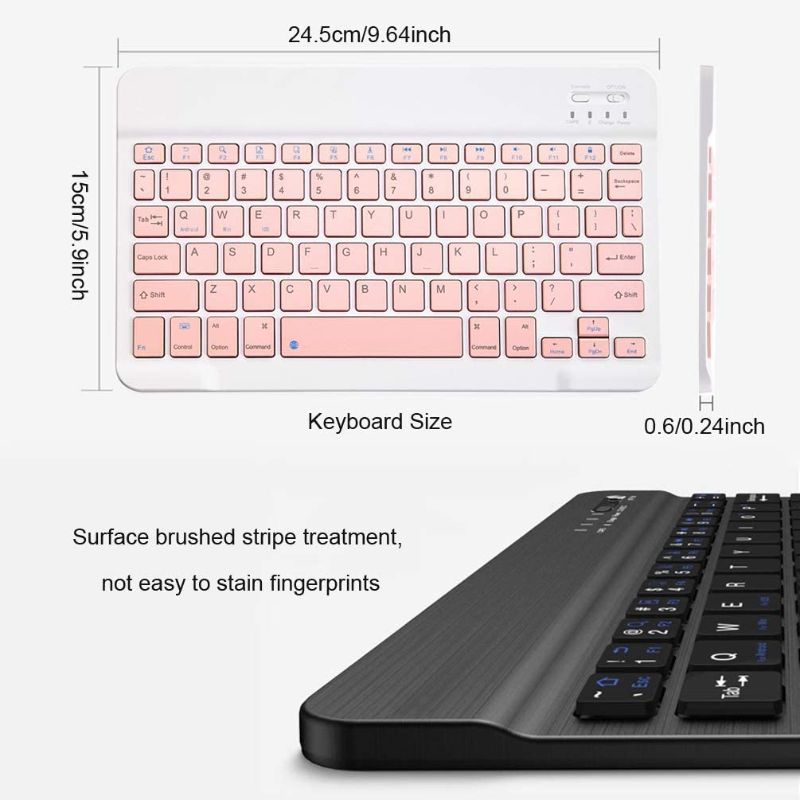 Photo 1 of Rechargeable Bluetooth Keyboard  Set for Android Windows Tablet Cell Phone iPhone iPad Pro Air Mini, iPad OS/iOS 13 and Above (Pink)
