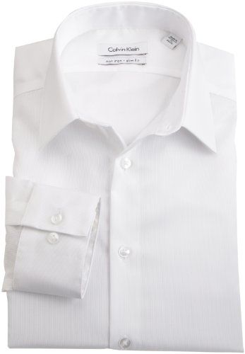 Photo 1 of Calvin Klein Men's Non Iron Slim Fit Dress Shirt, White, 16 34-35
