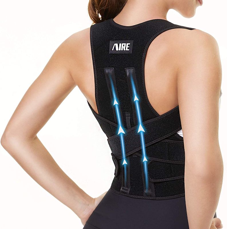 Photo 1 of AIRE Back Brace, Posture Corrector for Women and Men, Back Brace for Upper Posture Trainer, Back Support Straightener, Adjustable Posture or Body Correction and Neck and Shoulder, Relieves Pain SMALL
