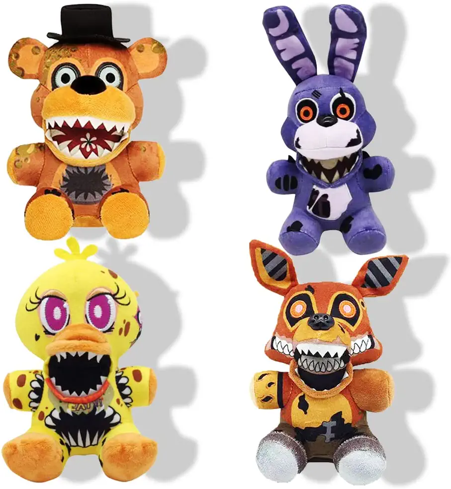 Photo 1 of 4 Pcs Five Nights at Freddy's Plushies, FNAF Plush Figure Toys, 7.1" Dolls Soft Toys, Freddy's Party Supplies Christmas Birthday Gift for Boys and Girls
