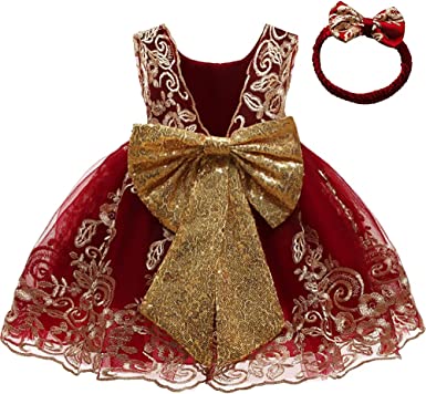 Photo 1 of AIMJCHLD 0-6T Baby Girls Easter Big Bowknot Dresses Christmas Ball Gown Party Pageant Dress 2T-3T
