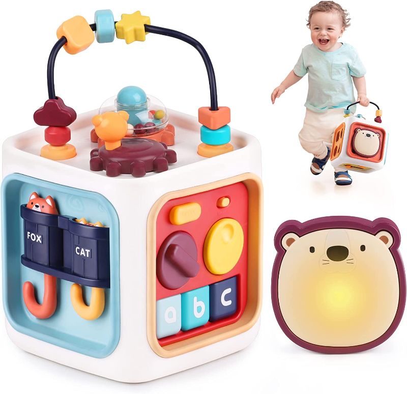 Photo 1 of iPlay, iLearn 6 in 1 Baby Activity Cube, Infant Busy Learning Toy, Toddler Electronic Play Center Light Sound, Musical Drum Shape Sorter, Birthday Gift for 6 9 12 18 Month, 1 2 3 Year Old Kid Boy Girl
