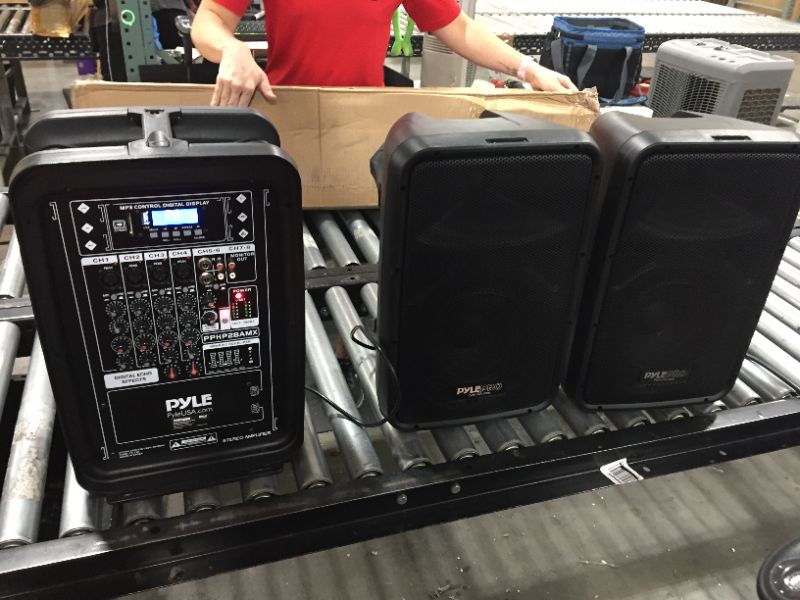 Photo 4 of Pyle PA Speaker DJ Mixer Bundle - 300 W Portable Wireless Bluetooth Sound System