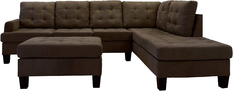 Photo 1 of (Box 4 of 4) Casa Andrea Milano Modern Reversible Sectional Sofa Couch with Chaise and Ottoman, Large, Black
