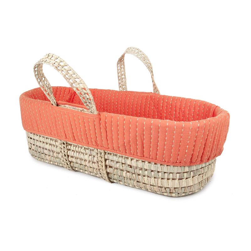 Photo 1 of 33x14 inch Tadpoles Line Stitched Moses Basket and Bedding Set, Orange
