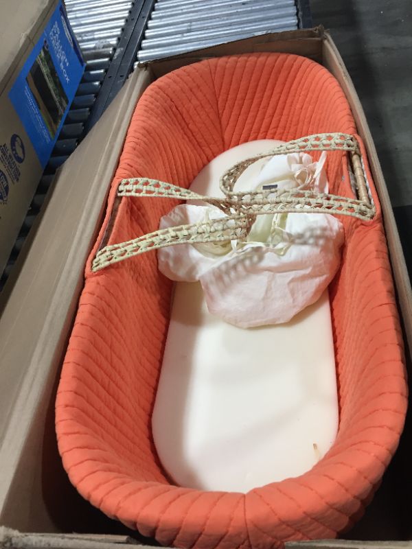 Photo 2 of 33x14 inch Tadpoles Line Stitched Moses Basket and Bedding Set, Orange

