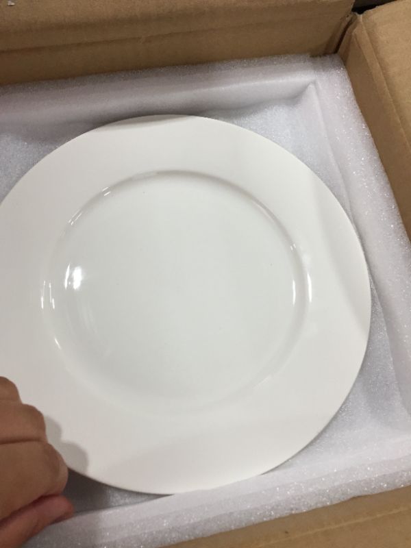 Photo 2 of amHomel 12-Piece Bone China Natural White Dinner Plates