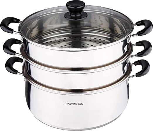 Photo 1 of 3 Tier Multi Tier Layer Stainless Steel Steamer Pot For Cooking With Stackable Pan Insert/Lid, Food Steamer, Vegetable Steamer Cooker, Steamer Cookware Pot, Vaporeras Para Tamales, Multilayer 16 qt

