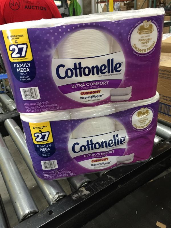 Photo 2 of 2 PACKS!!! Cottonelle Ultra Comfort Toilet Paper with Cushiony CleaningRipples Texture, Strong Bath Tissue, 6 Family Mega Rolls (6 Family Mega Rolls = 27 regular rolls), 325 Sheets per Roll
