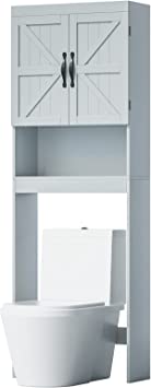 Photo 1 of  Over The Toilet Storage Cabinet, Bathroom Organizer with Adjustable Shelf, 2-Door Toilet Storage Rack, Gray
