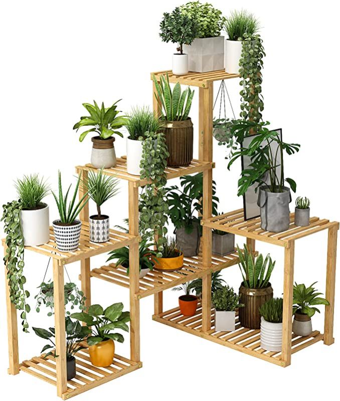 Photo 1 of Bamboo Plant Stand Rack 5 Tier 9 Potted Indoor and Outdoor Multiple Stand Holder Shelf
