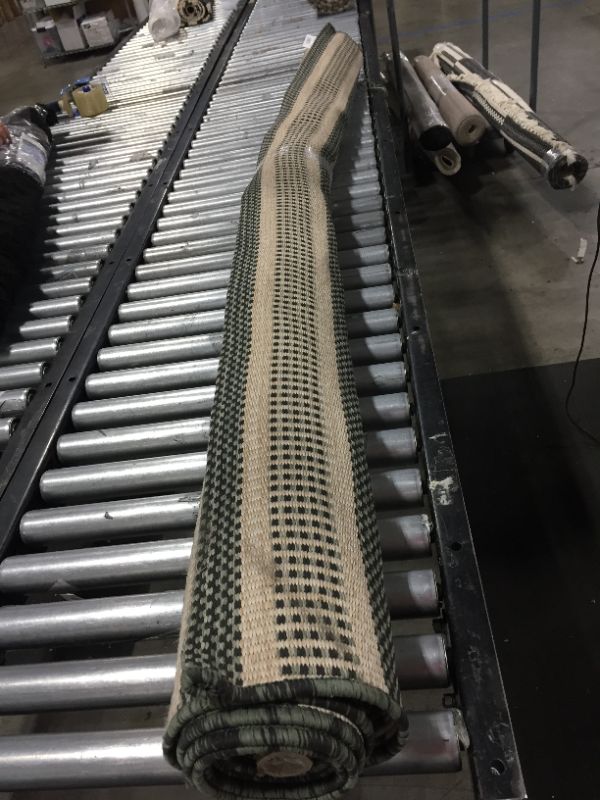 Photo 1 of 7' X 10' Powerloom Stripe Outdoor Rug Sage/Charcoal Gray - Threshold™ Designed with Studio McGee

