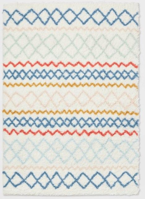 Photo 1 of 5'x7' Geometric Shag Area Rug Cream - Pillowfort™