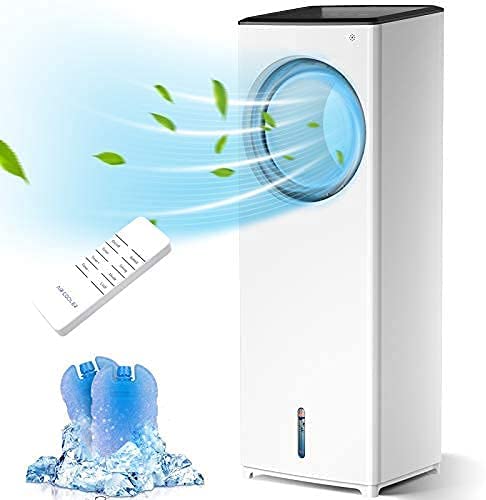 Photo 1 of Evaporative Air Cooler, 3-IN-1 Portable Air Conditioner Personal Bladeless Tower Fan/AC Cooling & Humidification, 3 Wind Speeds, 3 Modes, 40° Oscillation,4-8H Timer Air Cooler For Room Home Office

