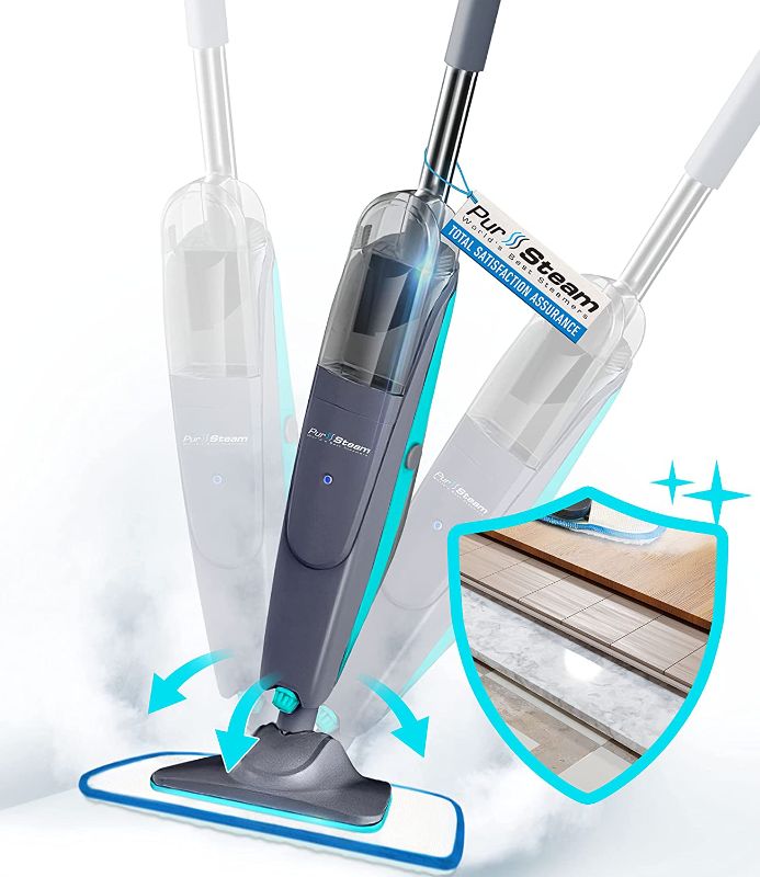 Photo 1 of PurSteam Steam Mop Cleaner, Steam Mops for Floor Cleaning - Hardwood/Tiles/Vinyl/Carpet/Marble - Steam Cleaner for Kitchen, Garment, Clothes - Multifunctional Whole House Steamer, Turquoise
