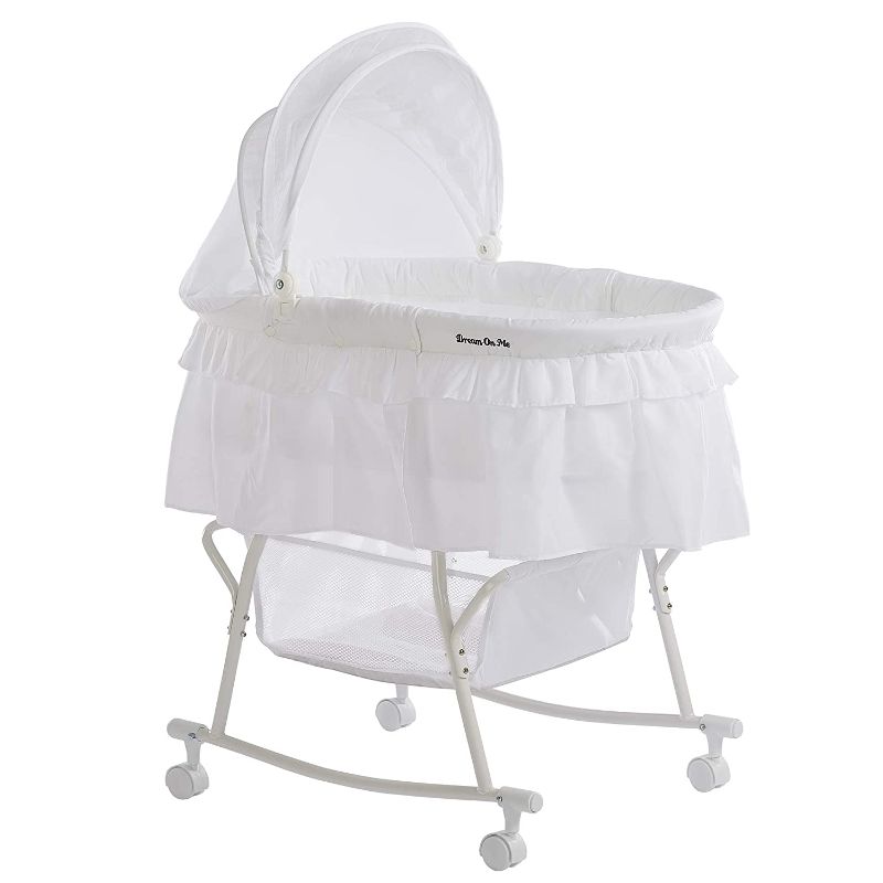 Photo 1 of Dream on Me Lacy Portable 2-in-1 Bassinet/cradle in White
