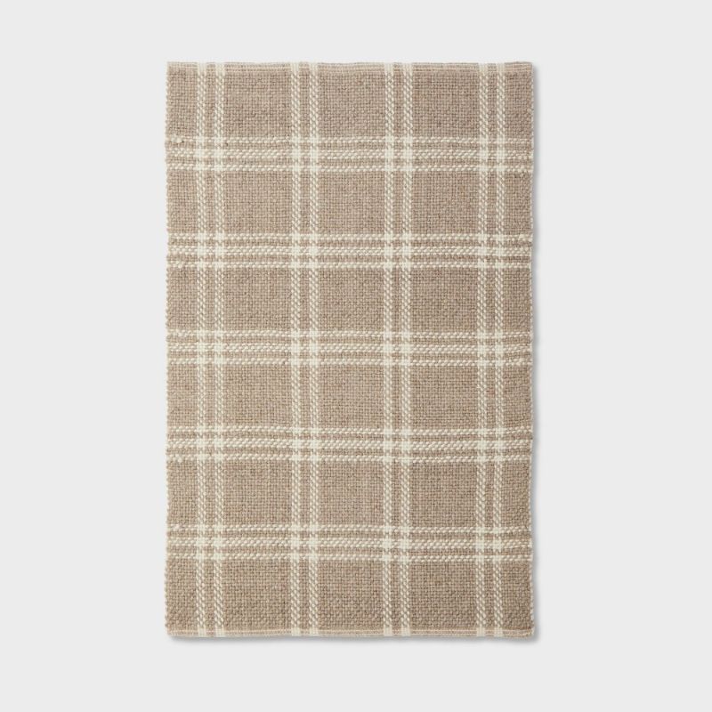 Photo 1 of 3'x5' Wool/Cotton Plaid Rug Neutral - Threshold™ Designed with Studio McGee
