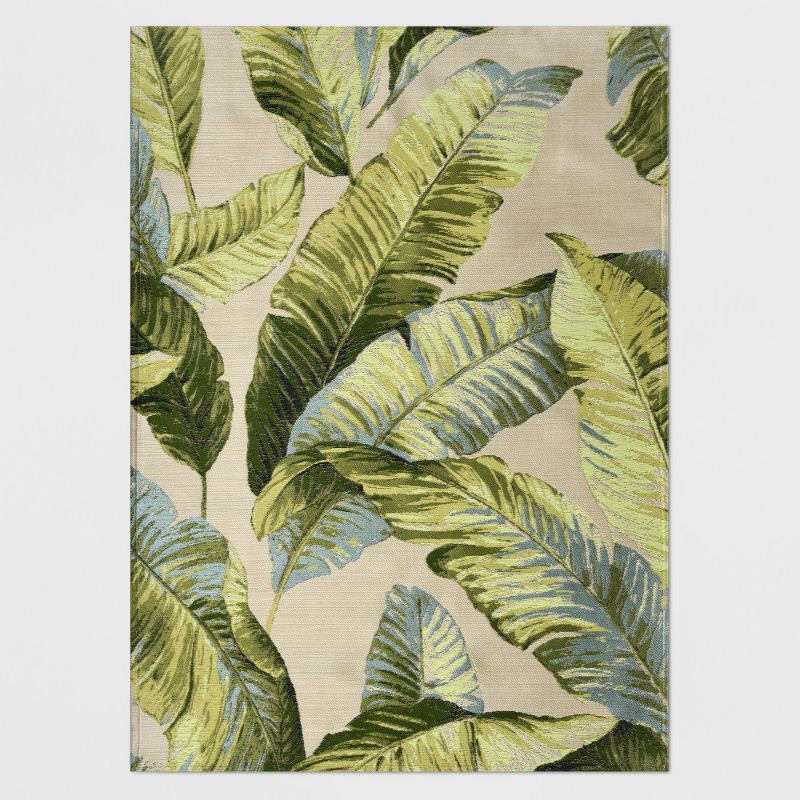 Photo 1 of 5' X 7' Vacation Tropical Outdoor Rug Green - Threshold
