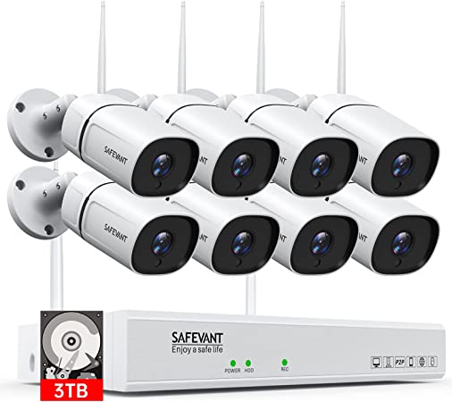 Photo 1 of 5MP Wireless Security Camera System with Two Way Audio, SAFEVANT 8 Channel NVR with 8pcs HD Cameras Surveillance System WiFi Camera System Home CCTV for Outdoor Indoor Use, 3TB HDD
