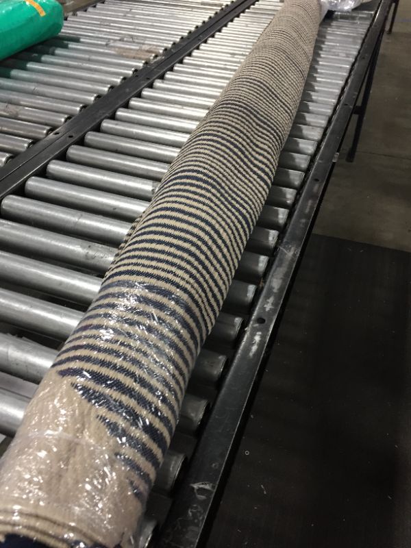 Photo 1 of 7' X 10' Linear Global Stripe Outdoor Rug Navy/Ivory - Project 62™
