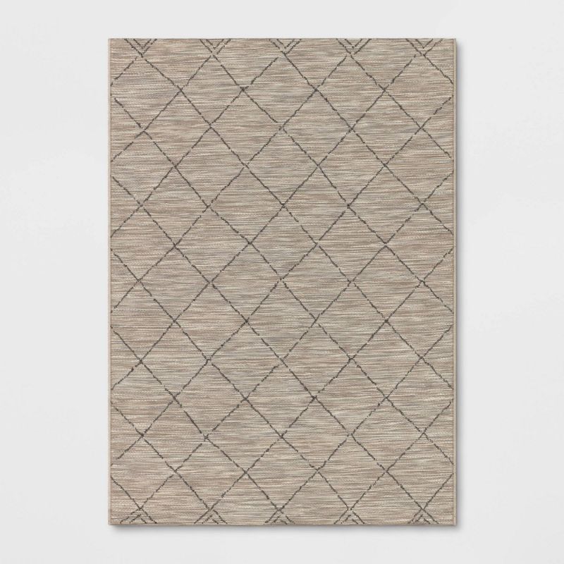 Photo 1 of 5' X 7' Mira Geometric Diamond Indoor/Outdoor Rug Cream - Threshold™
