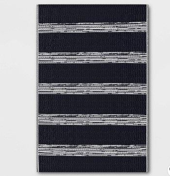 Photo 1 of 4' x 6' Outdoor Rug Dark Navy Stripe - Room Essentials™

