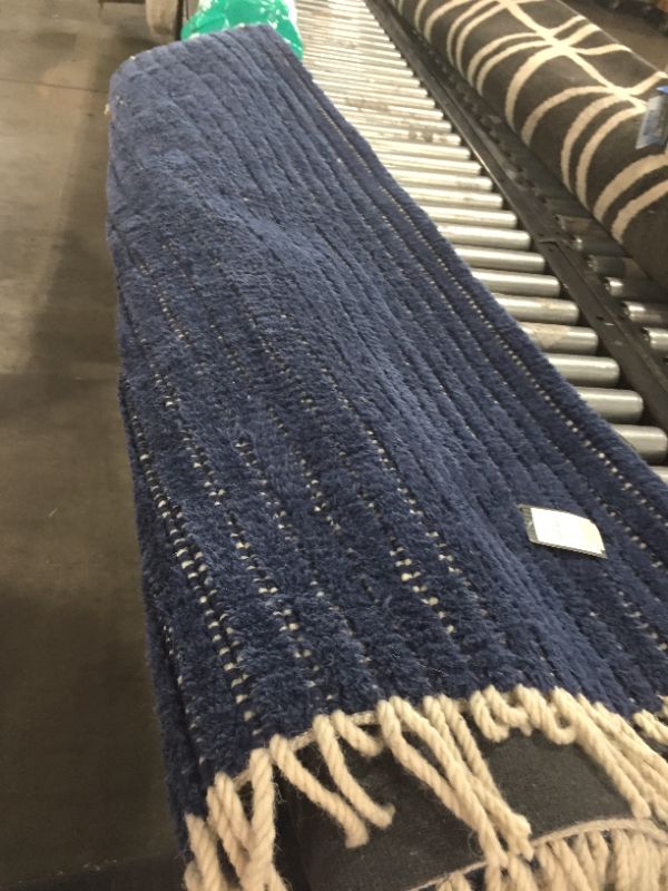 Photo 1 of 5'x7' Fringe Tufted Area Rug Blue - Threshold
