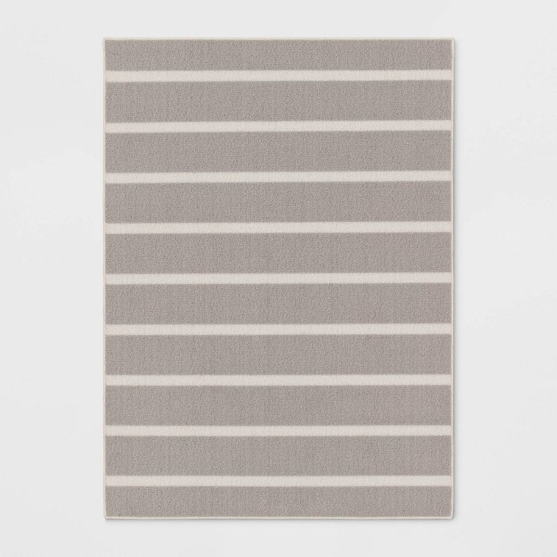 Photo 1 of 4'x5'6'' Mini Striped Rug Gray - Room Essentials
