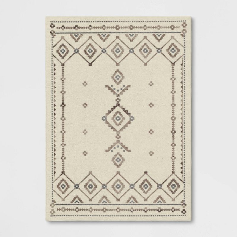 Photo 1 of 5'x7' Broadway Diamond Border Rug Cream - Threshold
