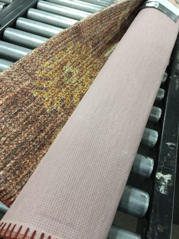 Photo 1 of 4'x6' Southbury Washable Printed Diamond Persian Style Rug Rust - Threshold
