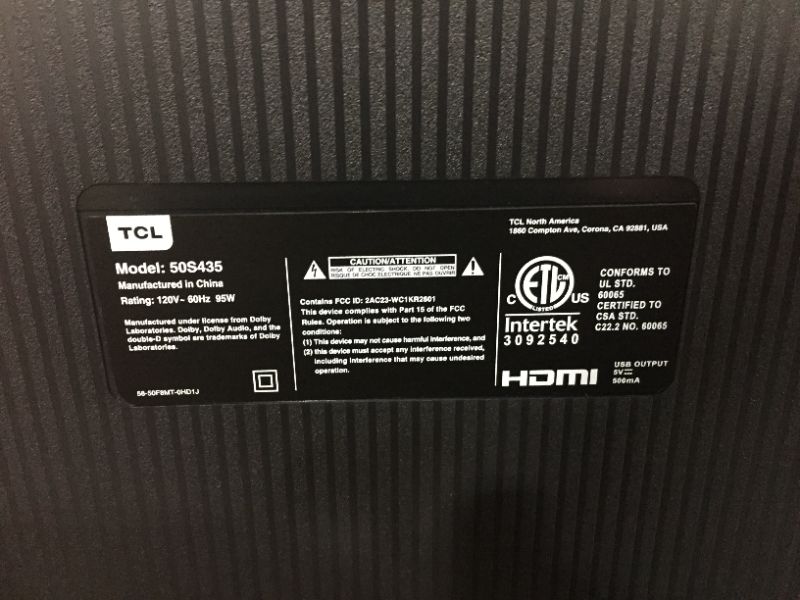 Photo 3 of (SOLD FOR PARTS) TCL 50-inch Class 4-Series 4K UHD Smart Roku LED TV - 50S435
