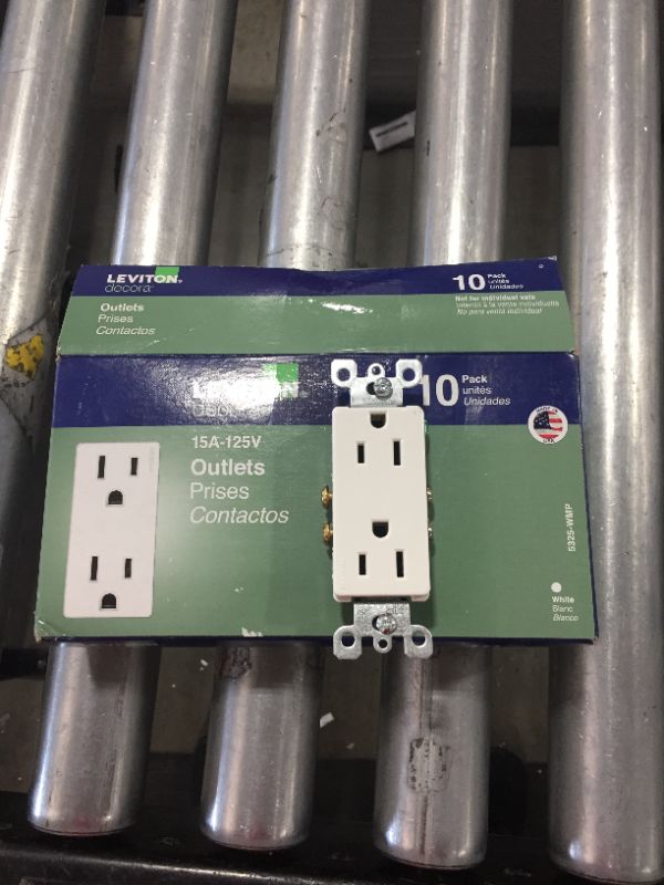 Photo 1 of Leviton 3072717 White Residential Grade Straight Blade Duplex - Pack of 10 (797909)