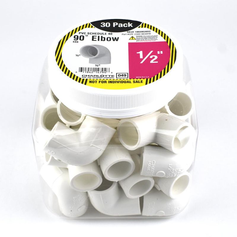 Photo 1 of 1/2 in. PVC Sch 40 90-Degree Elbow Pro Pack (30-Pack)