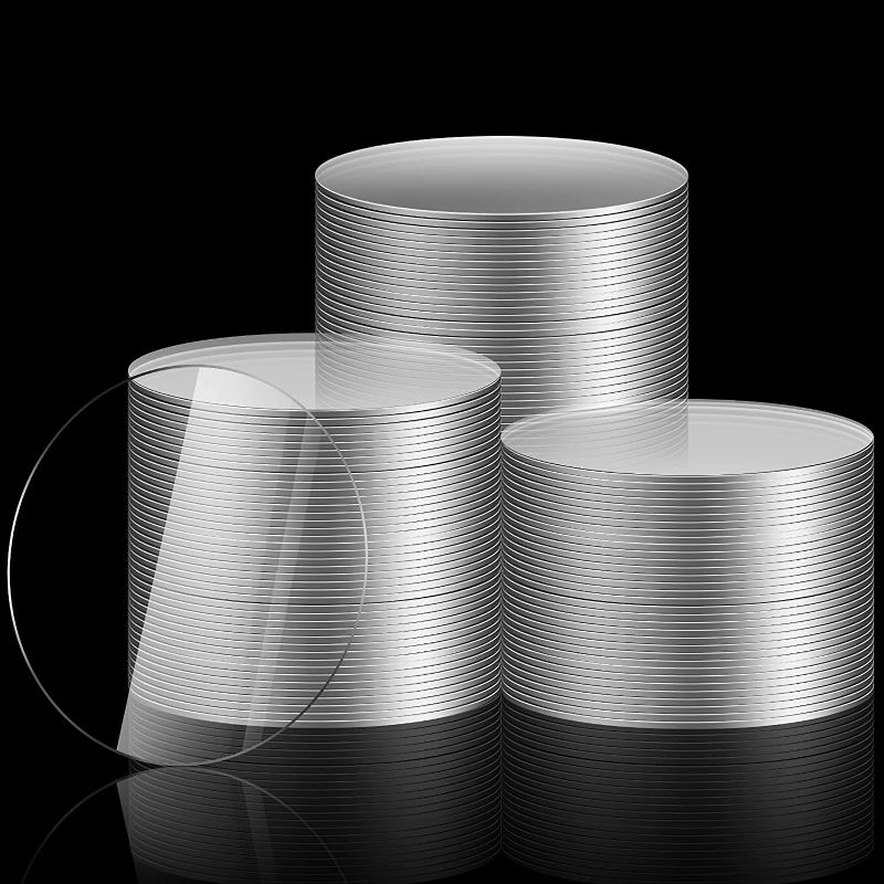 Photo 1 of 50 Pieces Clear Circle Acrylic 0.08 Inch Thick Round Acrylic Blanks Acrylic Discs Round Acrylic Panel for Picture Frame Painting DIY Crafts (4 x 0.08 Inch)
