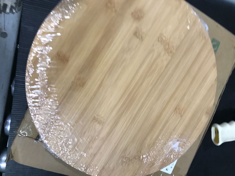 Photo 1 of Bamboo Pizza Board with Large Knife – Wood Pizza Peel – 13.5-inch Pizza Cutting Board Set for Uniform Slices – Steel Sharp Blade with Cover – Double-Sided Wooden Cutting Board

