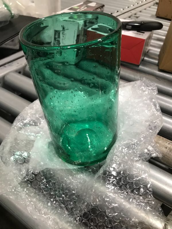 Photo 1 of ARIAMOTION Hurricane Candle Holders Seeded Glass Cylinder Vase for Pillar Modern Farmhouse Centerpiece for Flower Over Kitchen Table Green 8 Inch
