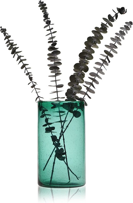 Photo 1 of ARIAMOTION Hurricane Candle Holders Seeded Glass Cylinder Vase for Pillar Modern Farmhouse Centerpiece for Flower Over Kitchen Table Green 8 Inch
